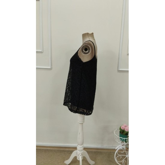 Kadın Ip Askılı V Dantel Yakalı Dantel Bluz, 32691