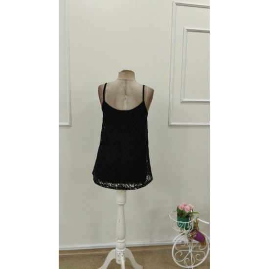 Kadın Ip Askılı V Dantel Yakalı Dantel Bluz, 32691