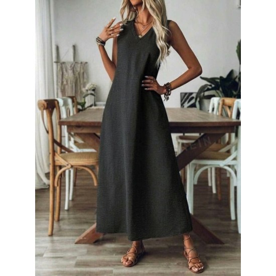 Kadın Askılı V Yakalı Uzun Elbise , 32688