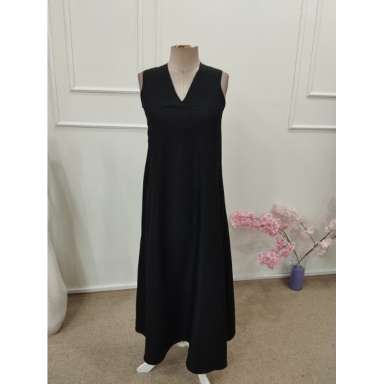 Kadın Askılı V Yakalı Uzun Elbise , 32688