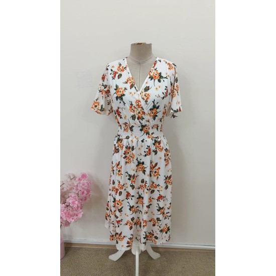 Kadın Kısa Kollu Kruvaze Yakalı Mini Desenli Süprem Elbise , 32717 Kadın Kısa Kollu Kruvaze Yakalı Mini Desenli Süprem Elbise , 32717