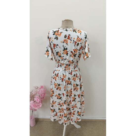 Kadın Kısa Kollu Kruvaze Yakalı Mini Desenli Süprem Elbise , 32717 Kadın Kısa Kollu Kruvaze Yakalı Mini Desenli Süprem Elbise , 32717