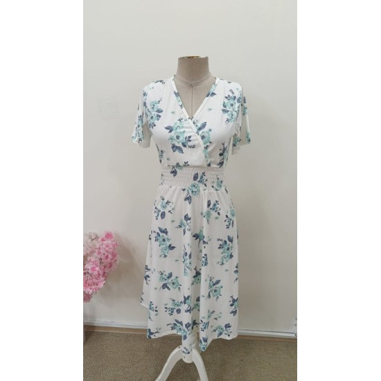 Kadın Kısa Kollu Kruvaze Yakalı Mini Desenli Süprem Elbise , 32716 Kadın Kısa Kollu Kruvaze Yakalı Mini Desenli Süprem Elbise , 32716