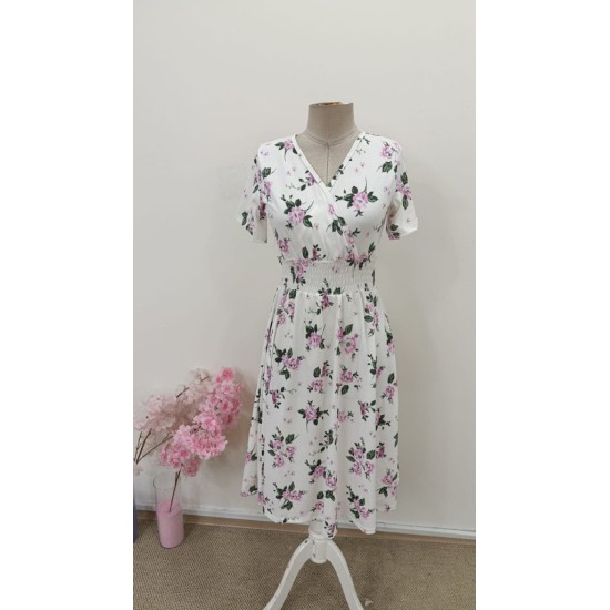 Kadın Kısa Kollu Kruvaze Yakalı Mini Desenli Süprem Elbise , 32715 Kadın Kısa Kollu Kruvaze Yakalı Mini Desenli Süprem Elbise , 32715