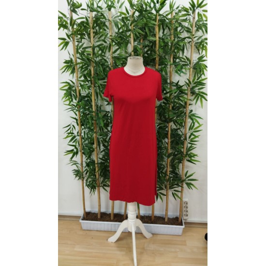 Kadın Kısa Kollu Yırtmaç Detaylı Salaş Viskon Elbise , 32712 Kadın Kısa Kollu Yırtmaç Detaylı Salaş Viskon Elbise , 32712