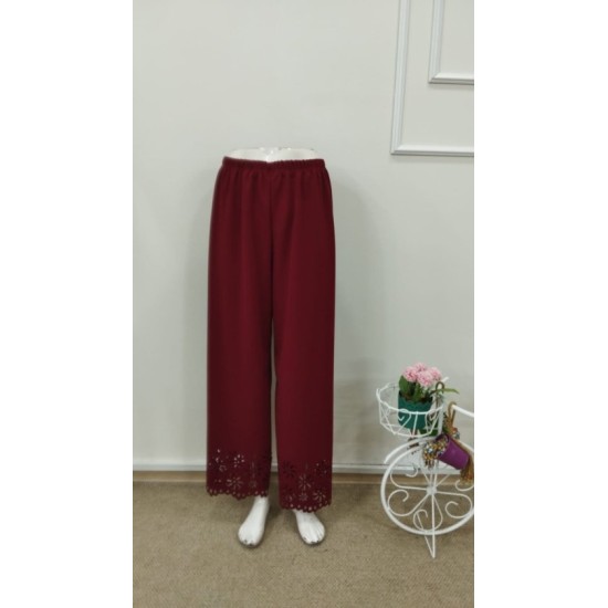 Kadın Yüksel Bel Beli Lastıklı çiçek Desenli Lazer Kesım Detaylı Ithal Krep Pantolon, 32707 Kadın Yüksel Bel Beli Lastıklı çiçek Desenli Lazer Kesım Detaylı Ithal Krep Pantolon, 32707