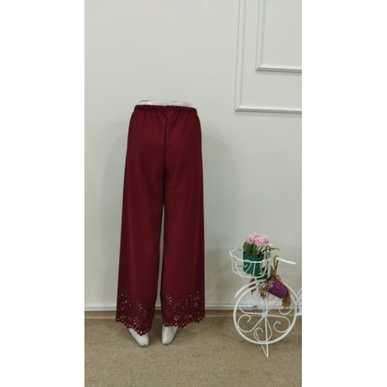 Kadın Yüksel Bel Beli Lastıklı çiçek Desenli Lazer Kesım Detaylı Ithal Krep Pantolon, 32707 Kadın Yüksel Bel Beli Lastıklı çiçek Desenli Lazer Kesım Detaylı Ithal Krep Pantolon, 32707