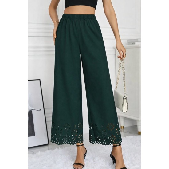 Kadın Yüksel Bel Beli Lastıklı çiçek Desenli Lazer Kesım Detaylı Ithal Krep Pantolon, 32706 Kadın Yüksel Bel Beli Lastıklı çiçek Desenli Lazer Kesım Detaylı Ithal Krep Pantolon, 32706