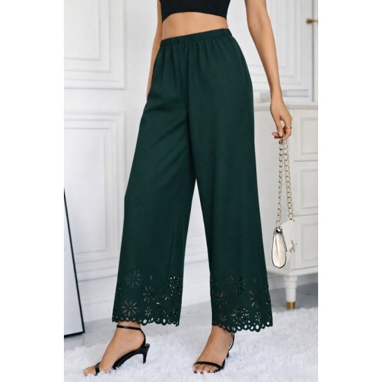 Kadın Yüksel Bel Beli Lastıklı çiçek Desenli Lazer Kesım Detaylı Ithal Krep Pantolon, 32706 Kadın Yüksel Bel Beli Lastıklı çiçek Desenli Lazer Kesım Detaylı Ithal Krep Pantolon, 32706