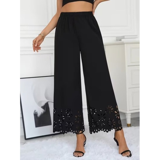 Kadın Yüksel Bel Beli Lastıklı çiçek Desenli Lazer Kesım Detaylı Ithal Krep Pantolon, 32704 Kadın Yüksel Bel Beli Lastıklı çiçek Desenli Lazer Kesım Detaylı Ithal Krep Pantolon, 32704