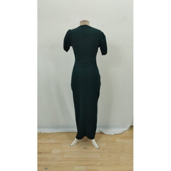 Kadın Kısa Kollu Kruvaze Yakalı Belden çiçek Aksesuarlı Yırtmaçlı Ithal Krep Elbise , 32720 Kadın Kısa Kollu Kruvaze Yakalı Belden çiçek Aksesuarlı Yırtmaçlı Ithal Krep Elbise , 32720