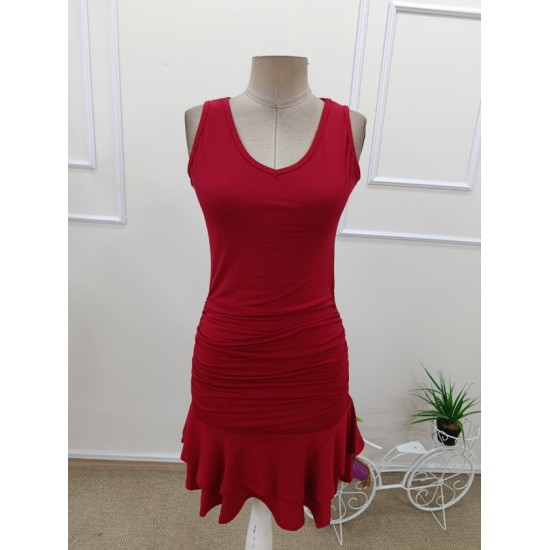 Kadın Askılı V Yakalı Buzgulu Fırfırlı Kısa Sandy Elbise, 32725