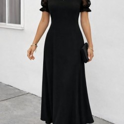 Kadın Kısa Kollu V Yakalı Uzun Janjan Elbise, 32730 Kadın Kısa Kollu V Yakalı Uzun Janjan Elbise, 32730