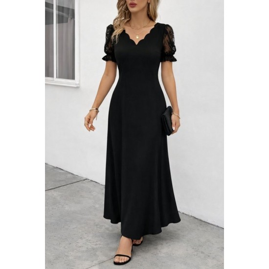 Kadın Kısa Kollu V Yakalı Uzun Janjan Elbise, 32730 Kadın Kısa Kollu V Yakalı Uzun Janjan Elbise, 32730