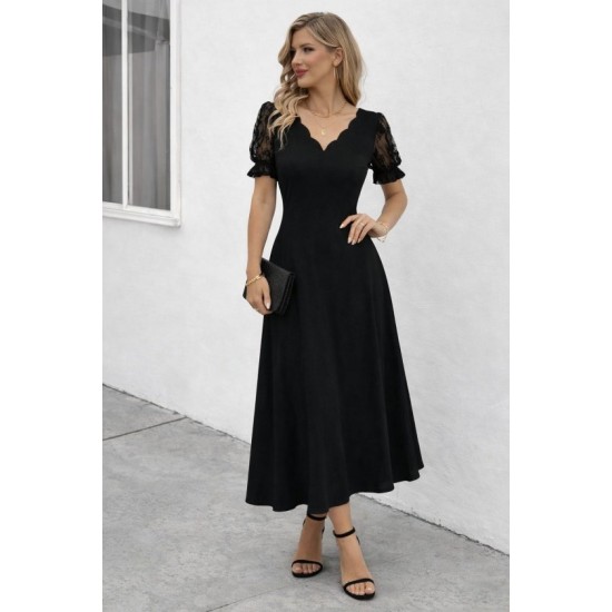 Kadın Kısa Kollu V Yakalı Uzun Janjan Elbise, 32730 Kadın Kısa Kollu V Yakalı Uzun Janjan Elbise, 32730