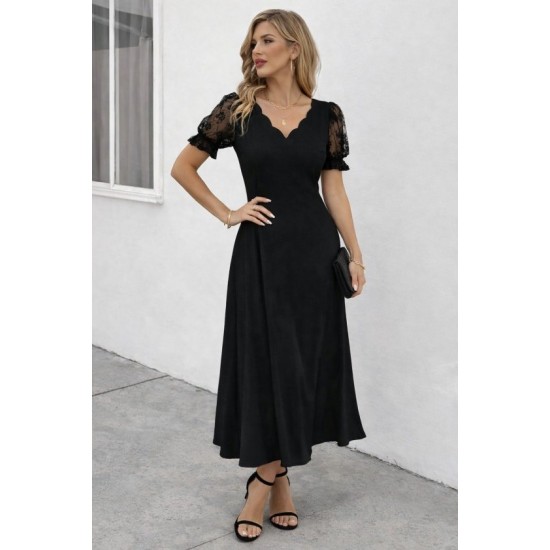 Kadın Kısa Kollu V Yakalı Uzun Janjan Elbise, 32730 Kadın Kısa Kollu V Yakalı Uzun Janjan Elbise, 32730