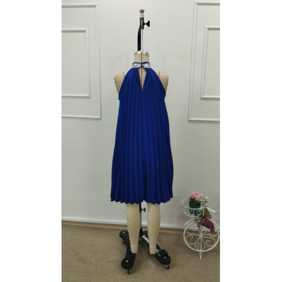 Kadın Balıkçı Yaka Omuzlardan Açık Pılelı Kısa Janjan Krep Elbise, 32733 Kadın Balıkçı Yaka Omuzlardan Açık Pılelı Kısa Janjan Krep Elbise, 32733