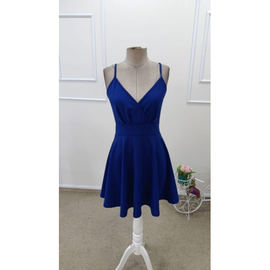 Kadın Ip Askılı Kruvaze Yakalı Kısa ıthal Krep Elbise, 32739 Kadın Ip Askılı Kruvaze Yakalı Kısa ıthal Krep Elbise, 32739