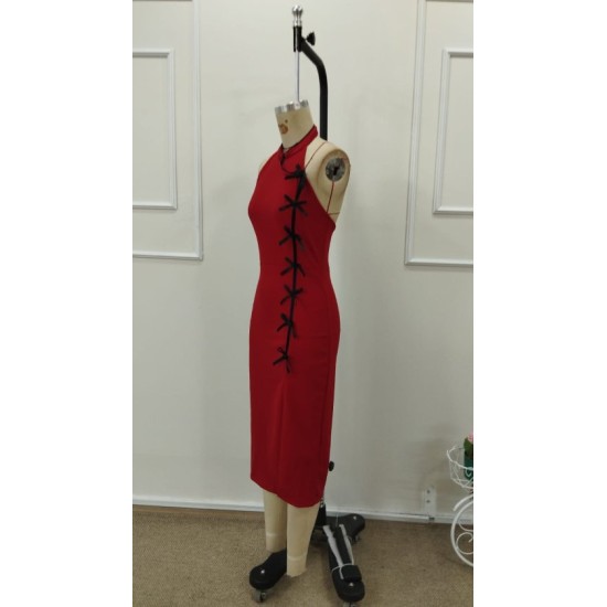 Kadın Tek Omuzdan Acık Onden Fıyonk Bagcık Detaylı Yırtmaçlı Midi Ithal Krep Elbise, 32762