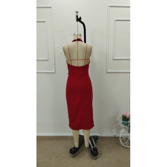 Kadın Tek Omuzdan Acık Onden Fıyonk Bagcık Detaylı Yırtmaçlı Midi Ithal Krep Elbise, 32762