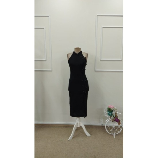 Kadın Tek Omuzdan Acık Onden Fıyonk Bagcık Detaylı Yırtmaçlı Midi Ithal Krep Elbise, 32760