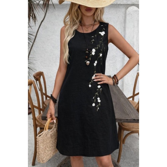 Kadın Askılı Yuvarlak Yakalı çiçek Desenli Kısa Elbise, 32752 Kadın Askılı Yuvarlak Yakalı çiçek Desenli Kısa Elbise, 32752