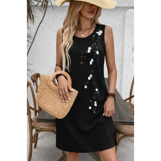 Kadın Askılı Yuvarlak Yakalı çiçek Desenli Kısa Elbise, 32752 Kadın Askılı Yuvarlak Yakalı çiçek Desenli Kısa Elbise, 32752