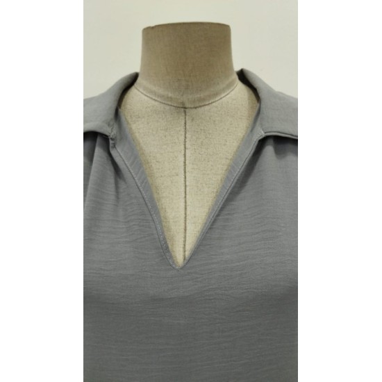 Kadın Truvakar Kollu V Yakalı Yırtmaçlı Uzun Aerobin Elbise, 32747