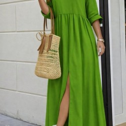 Kadın Truvakar Kollu V Yakalı Yırtmaçlı Uzun Aerobin Elbise, 32746 Kadın Truvakar Kollu V Yakalı Yırtmaçlı Uzun Aerobin Elbise, 32746