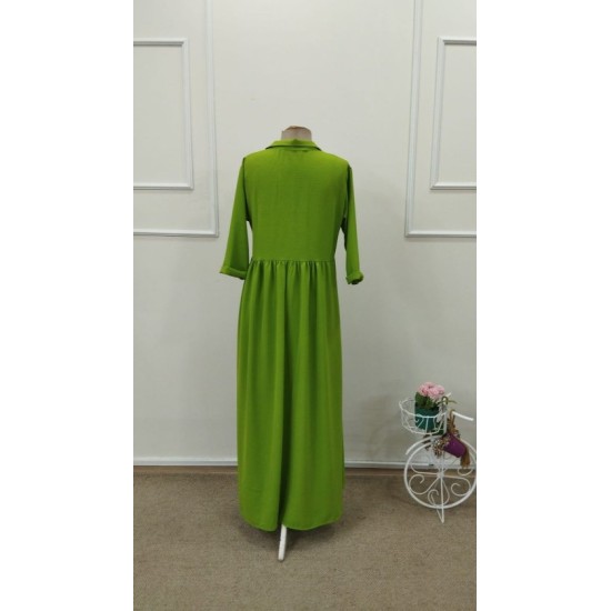 Kadın Truvakar Kollu V Yakalı Yırtmaçlı Uzun Aerobin Elbise, 32746