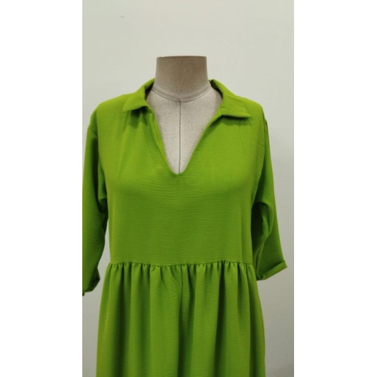 Kadın Truvakar Kollu V Yakalı Yırtmaçlı Uzun Aerobin Elbise, 32746