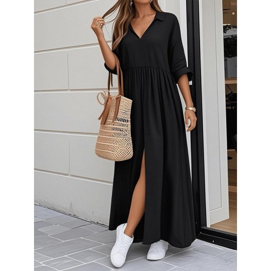 Kadın Truvakar Kollu V Yakalı Yırtmaçlı Uzun Aerobin Elbise, 32744 Kadın Truvakar Kollu V Yakalı Yırtmaçlı Uzun Aerobin Elbise, 32744