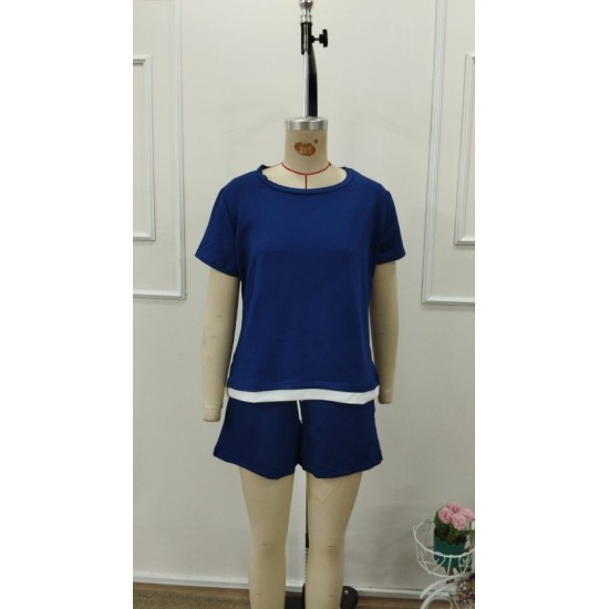 Kadın Kısa Kollu Bisiklet Yaka Viskon Iki Iplik Bluz Ve Short Ikili Takım, 32779