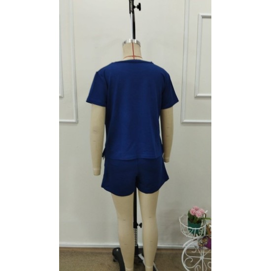 Kadın Kısa Kollu Bisiklet Yaka Viskon Iki Iplik Bluz Ve Short Ikili Takım, 32779