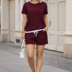 Kadın Kısa Kollu Bisiklet Yaka Viskon Iki Iplik Bluz Ve Short Ikili Takım, 32778 Kadın Kısa Kollu Bisiklet Yaka Viskon Iki Iplik Bluz Ve Short Ikili Takım, 32778
