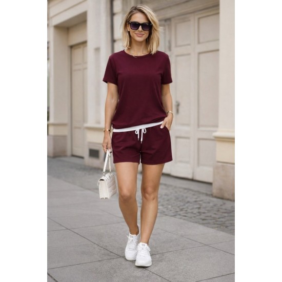 Kadın Kısa Kollu Bisiklet Yaka Viskon Iki Iplik Bluz Ve Short Ikili Takım, 32778