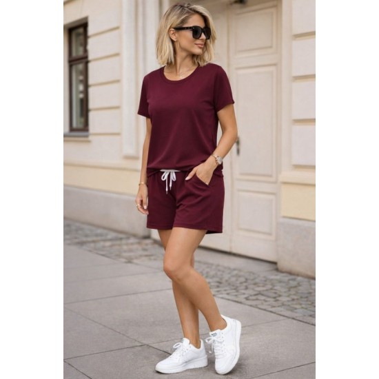 Kadın Kısa Kollu Bisiklet Yaka Viskon Iki Iplik Bluz Ve Short Ikili Takım, 32778