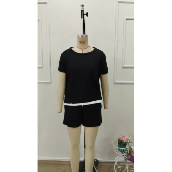 Kadın Kısa Kollu Bisiklet Yaka Viskon Iki Iplik Bluz Ve Short Ikili Takım, 32776