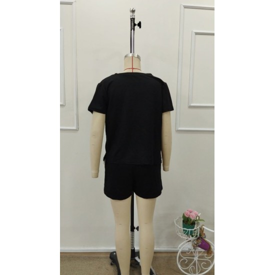 Kadın Kısa Kollu Bisiklet Yaka Viskon Iki Iplik Bluz Ve Short Ikili Takım, 32776