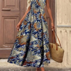 Kadın Askılı Kruvaze Yakalı Uzun Desenli Kemersiz Süprem Elbise, 32797 Kadın Askılı Kruvaze Yakalı Uzun Desenli Kemersiz Süprem Elbise, 32797