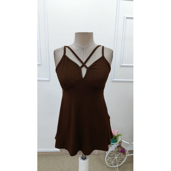 Kadın önden çapraz Askılı Uzun Vıskon Bluz, 32796