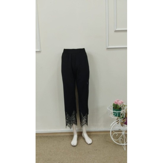 Kadın Yüksel Bel Paça Ağzı Dantelli Dalgıç Pantolon, 32820