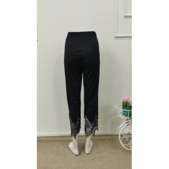 Kadın Yüksel Bel Paça Ağzı Dantelli Dalgıç Pantolon, 32820