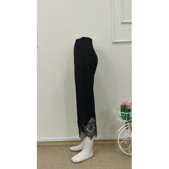 Kadın Yüksel Bel Paça Ağzı Dantelli Dalgıç Pantolon, 32820