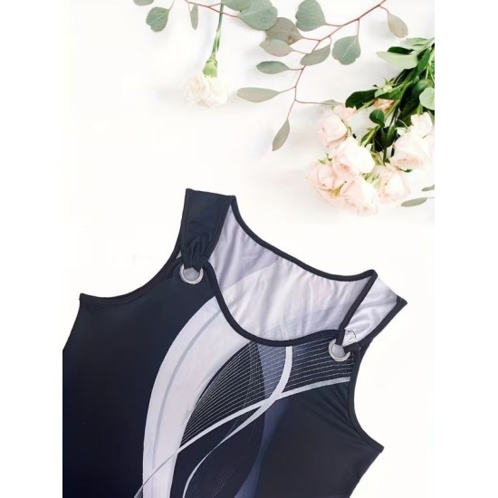 Kadın Askılı Kalp V Yakalı Kuş Gözü Detaylı Desenli Süprem Bluz, 32866