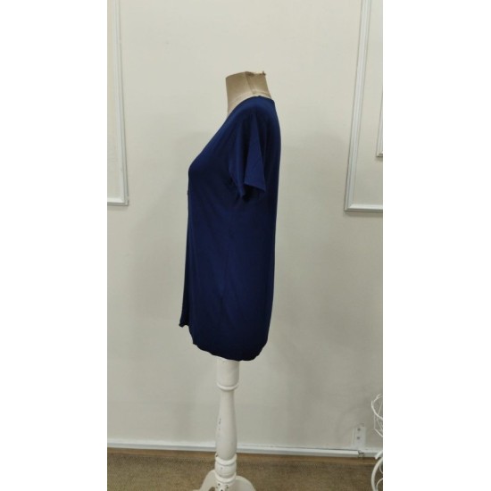 Kadın Kısa Kollu V Yakalı önü Düğmeli Viskon Bluz, 32865