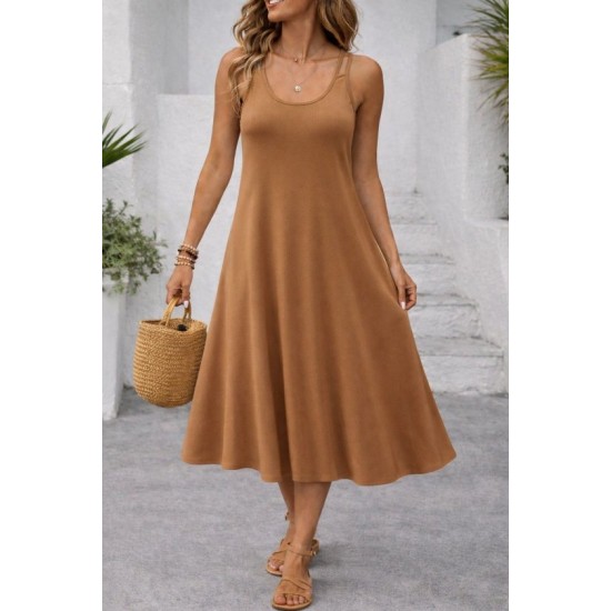 Kadın Askılı Yuvarlak Yakalı Kiloş Uzun Viskon Elbise, 32880