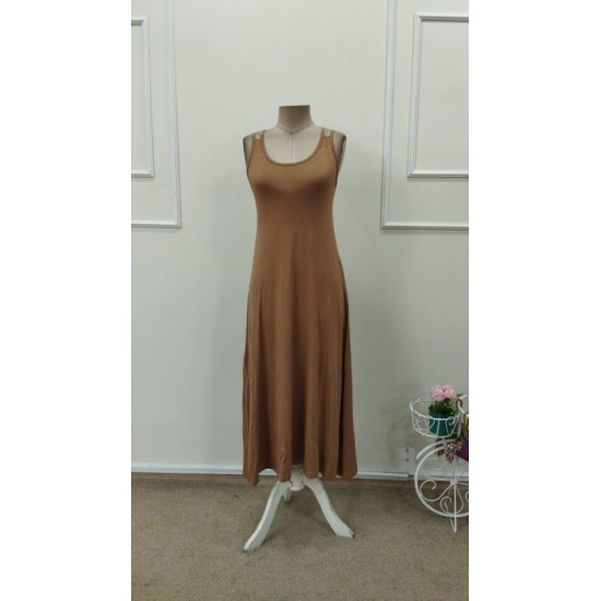 Kadın Askılı Yuvarlak Yakalı Kiloş Uzun Viskon Elbise, 32880