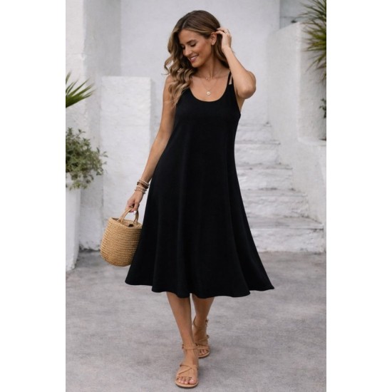 Kadın Askılı Yuvarlak Yakalı Kiloş Uzun Viskon Elbise, 32879