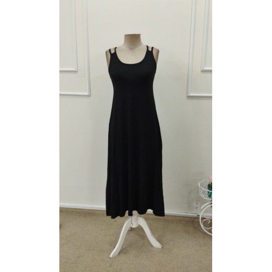 Kadın Askılı Yuvarlak Yakalı Kiloş Uzun Viskon Elbise, 32879